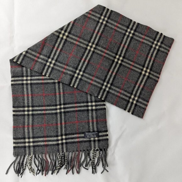 Burberry Classic Check Scarf Gray – Unisex Lambswool – Pre-Loved – Cozy & Warm - Picture 1 of 6